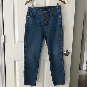 J. Crew  Vintage Straight Cropped Blue Jeans w/ exposed button fly Sz 27